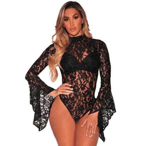 NIB Sheer Floral Lace Bodysuit: Romantic Elegance Small NIB - Picture 6 of 8